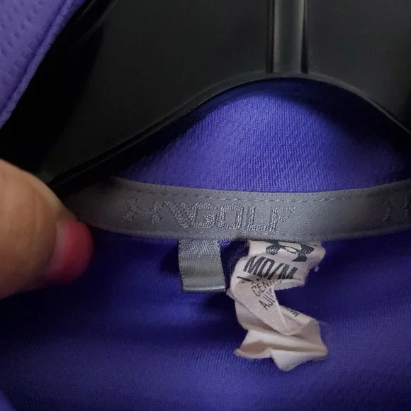 Under Armour Shirt Womens Medium Golf 1/4 Zip Pullover Heathered Purple Heatgear - Picture 9 of 16